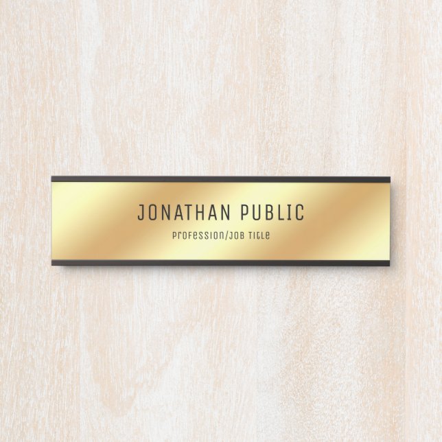Luxury Modern Glamour Black Gold Elegant Hanging Door Sign (Front)
