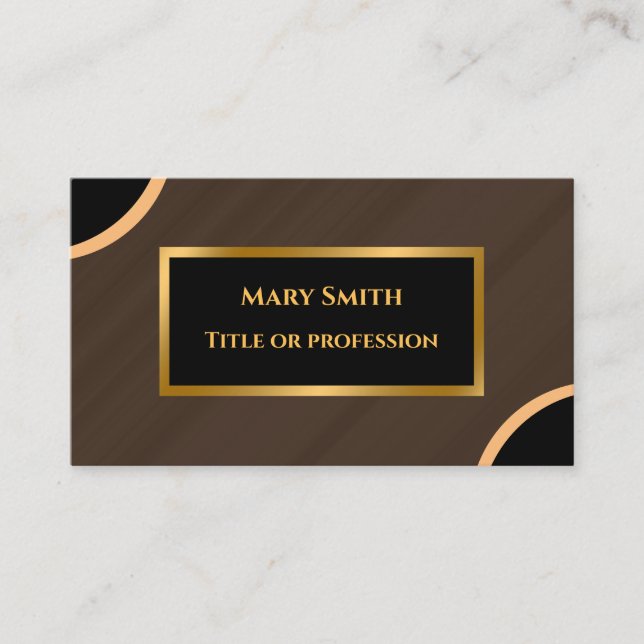 Luxury Modern Gold Brown Marble Business Card (Front)