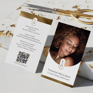 Luxury Modern Gold Monogram Hair Stylist Salon Business Card