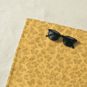 Luxury Modern Gold Natural Floral Butterfly Beach Towel