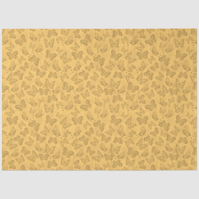 Luxury Modern Gold Natural Floral Butterfly Tissue Paper (Front)