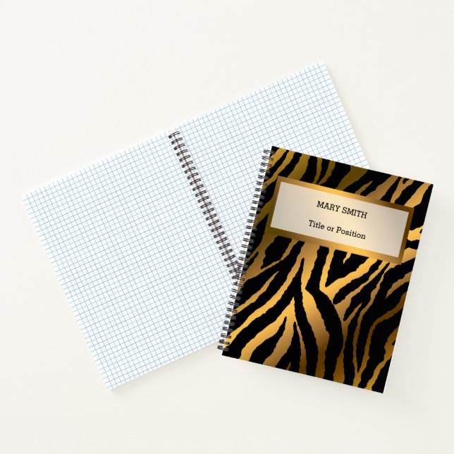 Luxury Modern Gold Tiger Add Your Text Notebook (Inside)