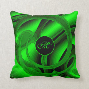 Luxury Modern Green Abstract Floral Rose Throw Pillow