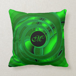 Luxury Modern Green Abstract Floral Rose Throw Pillow