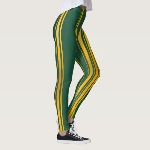 Luxury Modern Green Gold Linen Texture Collection Leggings
