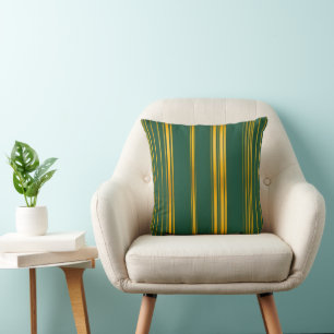 Luxury Modern Green Gold Linen Texture Collection Throw Pillow