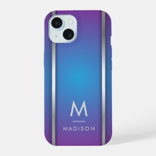 Luxury Modern Minimal Abstract Violet Blue iPhone 15 Case