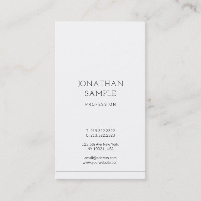 Luxury Modern Minimalist Design Elegant Plain Business Card (Front)