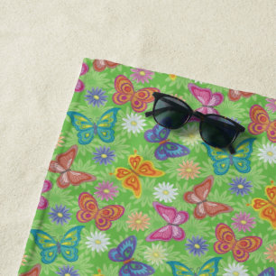 Luxury Modern Natural Floral Butterfly Beach Towel
