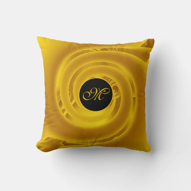 Luxury Modern Neon Gold Abstract Floral Rose Throw Pillow (Front)