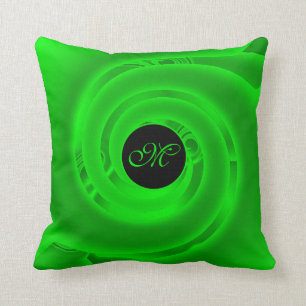 Luxury Modern Neon Green Abstract Floral Rose Throw Pillow