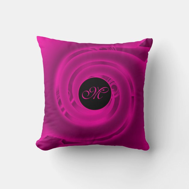 Luxury Modern Neon Pink Abstract Floral Rose Throw Pillow (Front)