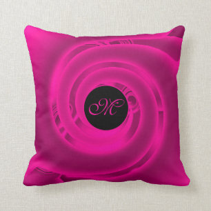 Luxury Modern Neon Pink Abstract Floral Rose Throw Pillow