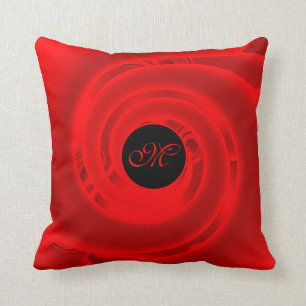 Luxury Modern Neon Red Abstract Floral Rose Throw Pillow