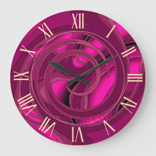 Luxury Modern Pink Abstract Floral Rose Large Clock