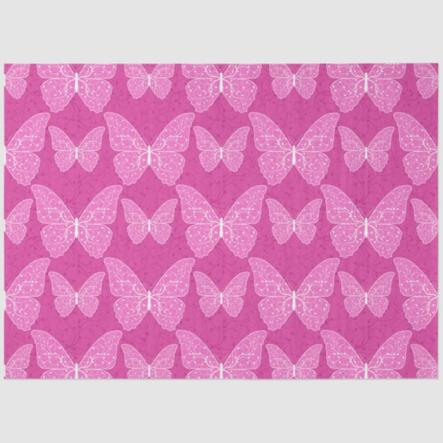 Luxury Modern Pink Natural Floral Butterfly Tissue Paper (Front)