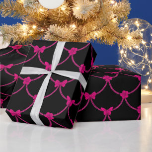 Luxury Modern Pink Natural Floral Butterfly Wrapping Paper