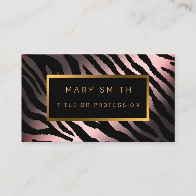 Luxury Modern Pink Tiger Add Your Text Business Card (Front)