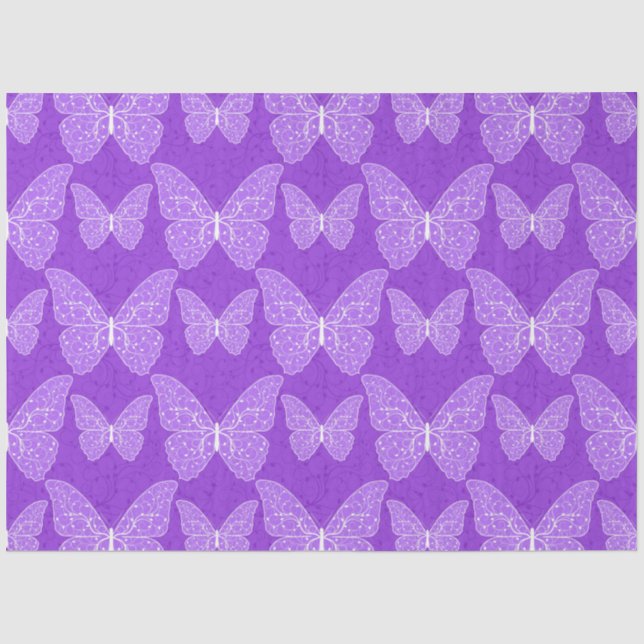 Luxury Modern Purple Natural Floral Butterfly Tissue Paper (Front)