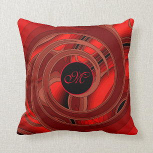 Luxury Modern Red Abstract Floral Rose Throw Pillow
