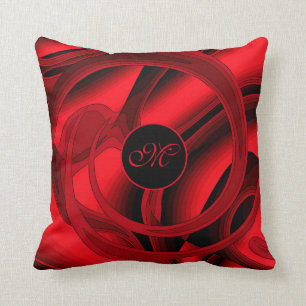 Luxury Modern Red Abstract Floral Rose Throw Pillow