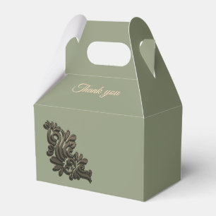 Luxury Modern Sage green & faux gold metallic Favor Box