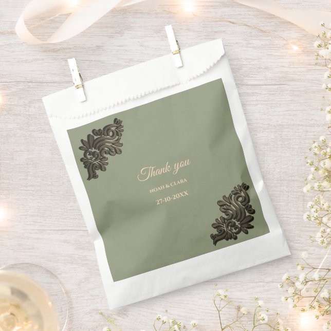 Luxury Modern Sage green & faux gold metallic Favour Bag (Clipped)