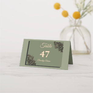 Luxury Modern Sage green & gold faux metallic Place Card