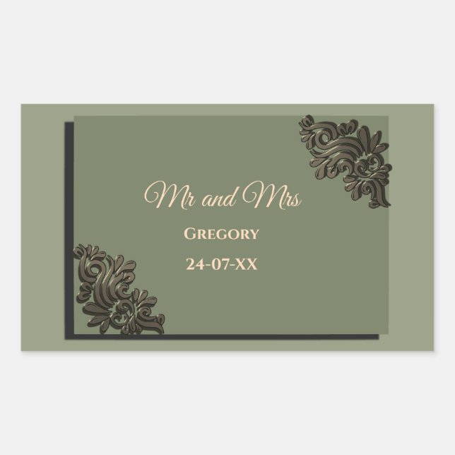 Luxury Modern Sage green & gold faux metallic Sticker (Front)