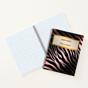 Luxury Modern Silver Pink Tiger Add Your Text Notebook