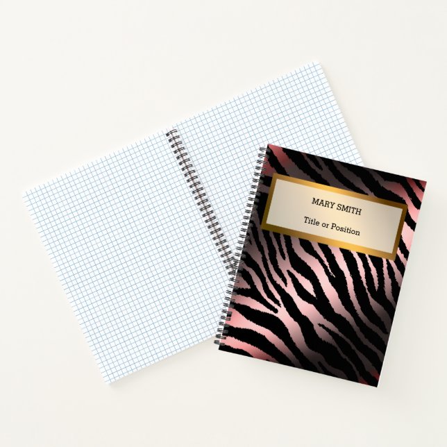 Luxury Modern Silver Pink Tiger Add Your Text Notebook (Inside)