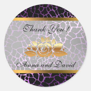 Luxury Modern Silver Purple Tiger Add Your Text Classic Round Sticker