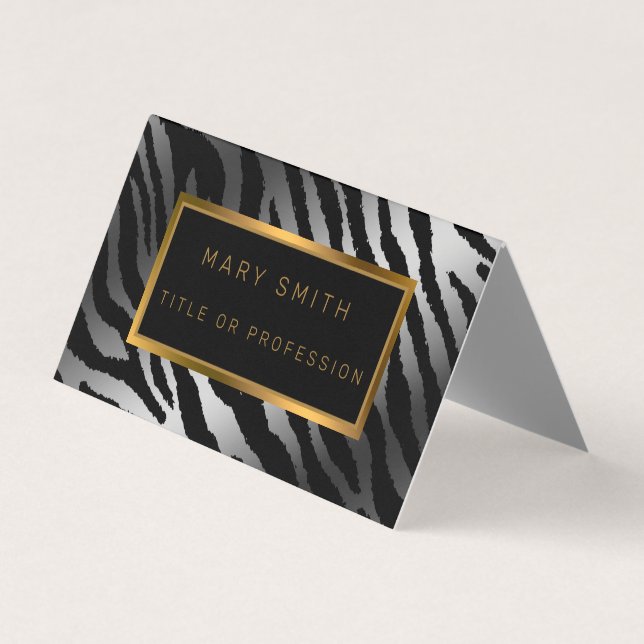 Luxury Modern Silver Tiger Add Your Text Business Card (Front)