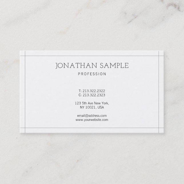 Luxury Modern Sleek Design Elegant Plain Trendy Business Card (Front)