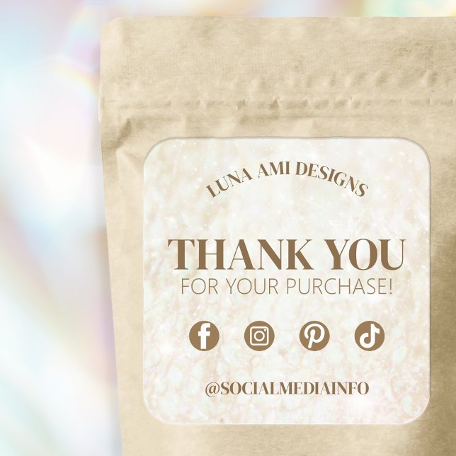 Luxury Modern Trendy Elegant Simple Thank You Square Sticker (Creator Uploaded)