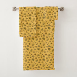 Luxury Modern Tropical Gold Natural Butterfly Bath Towel Set