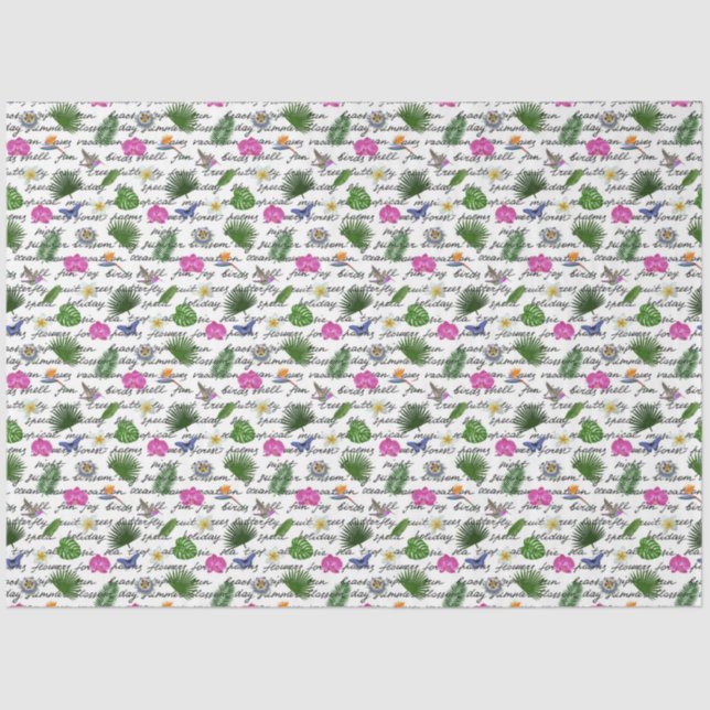Luxury Modern Tropical Natural Floral Butterfly Tissue Paper (Front)