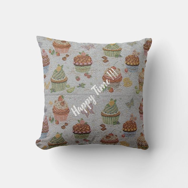 Luxury Modern Vintage Floral Cake Throw Pillow (Front)