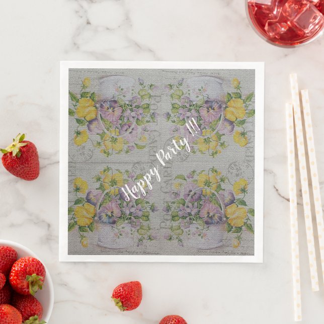 Luxury Modern Vintage Floral Rose Napkin (Insitu)