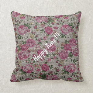 Luxury Modern Vintage Floral Rose Throw Pillow
