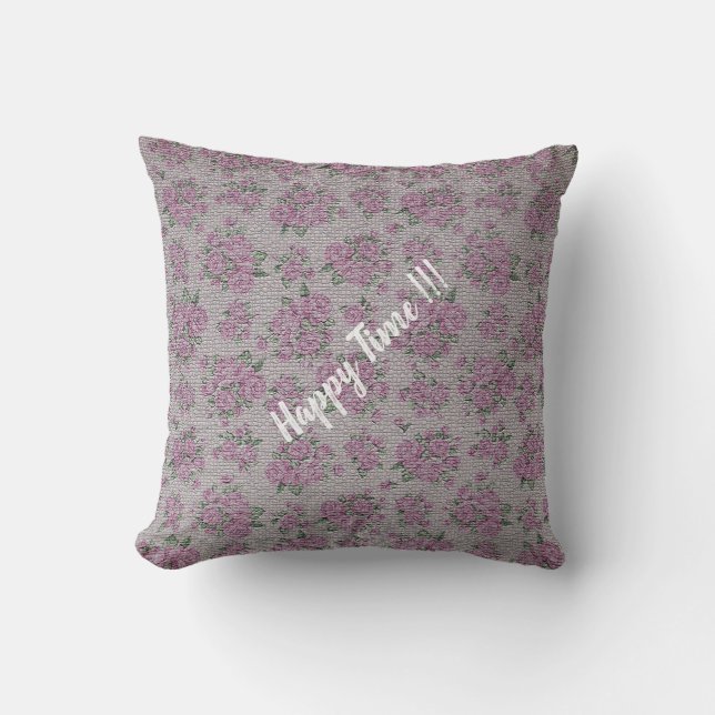 Luxury Modern Vintage Floral Rose Throw Pillow (Front)