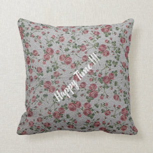 Luxury Modern Vintage Floral Rose Throw Pillow