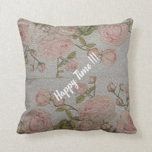 Luxury Modern Vintage Floral Rose Throw Pillow