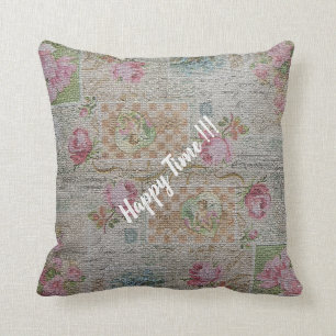 Luxury Modern Vintage Floral Rose Throw Pillow