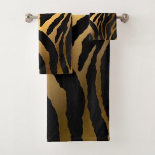 Luxury Modern Vintage Gold Black Line Bath Towel Set