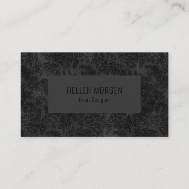 Luxury Monochromatic Floral Damask Pattern Business Card (Front)