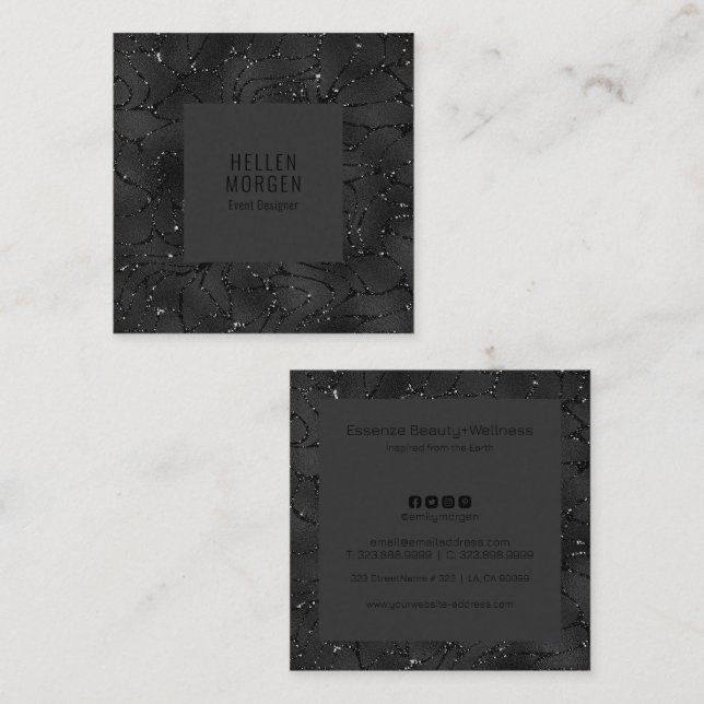 Luxury Monochromatic Sparkling Background Square Business Card (Front/Back)