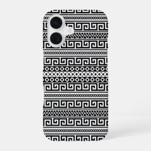 Luxury Monochrome Ancient Greek Aztec Maze Linear iPhone 16 Case
