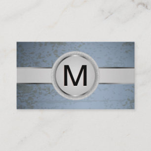 Luxury Monogram Band   Blue Grunge Texture Business Card