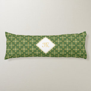Luxury Monogram Green and Gold Quatre Floral Body Pillow